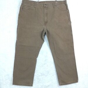 Dickies Mens Pants Carpenter‎ Straight Leg Canvas Brown Workwear 44x29